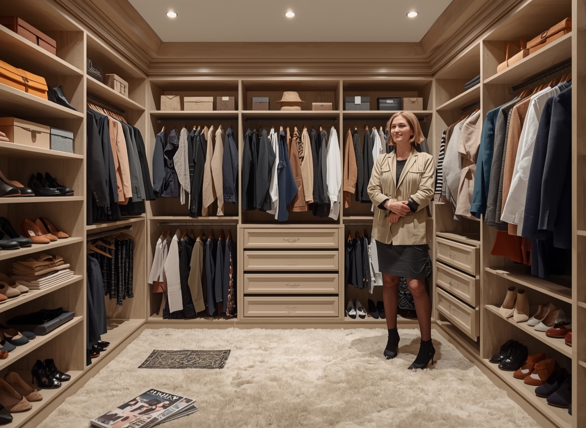 Organized wardrobe with professional styling consultation